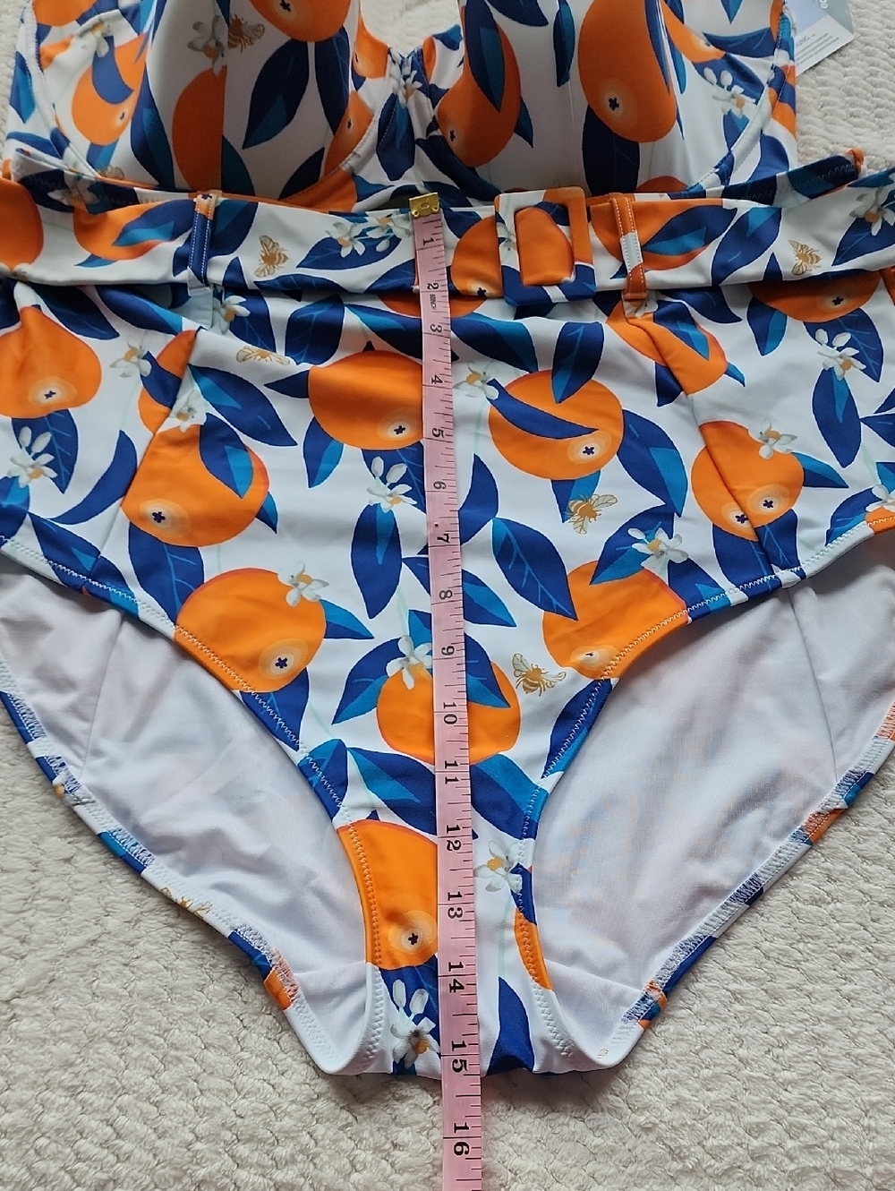 Panache Vintage Inspired Orange Print High-Waist Swim - Picture 4 of 9
